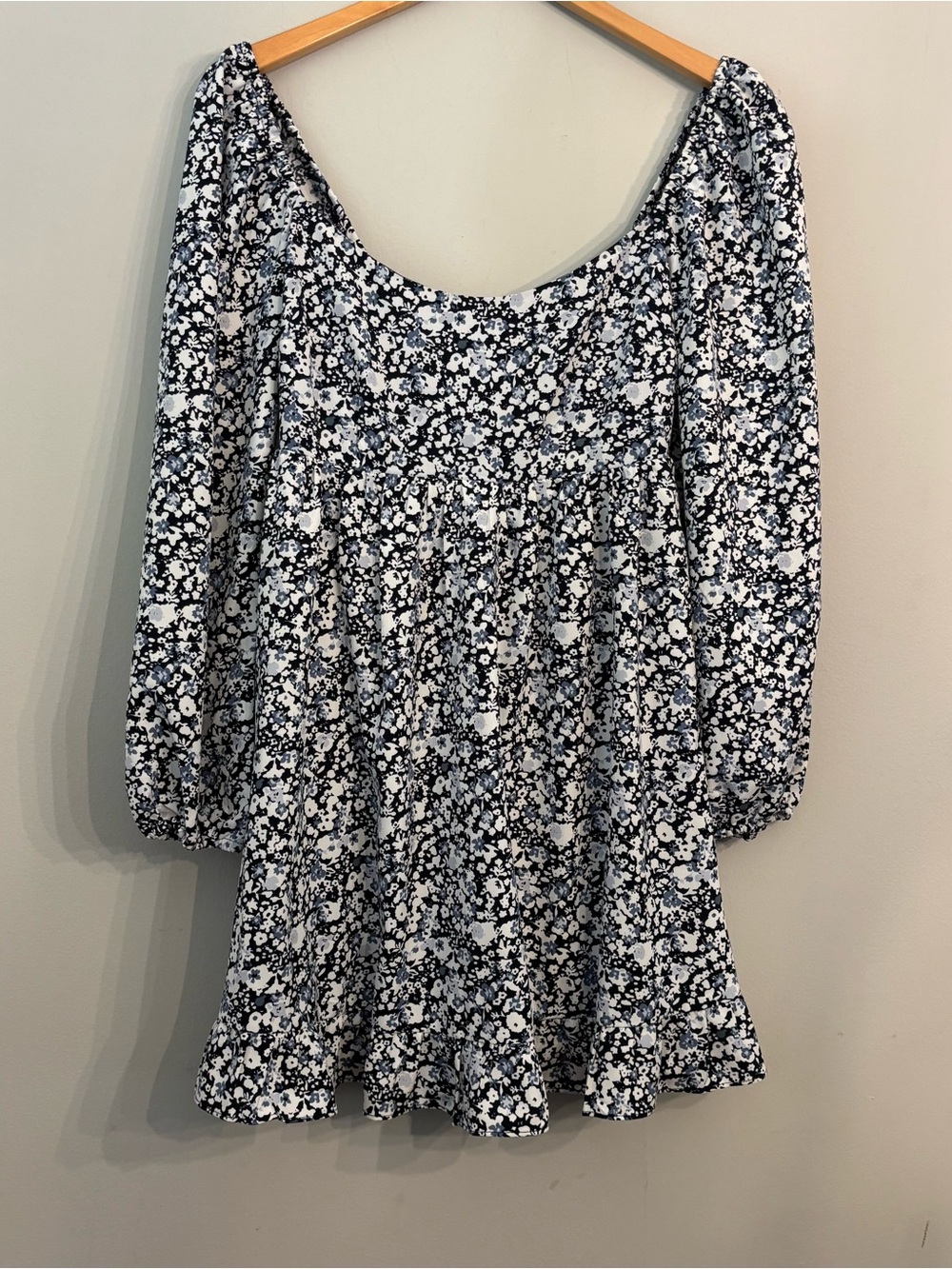 Abercrombie & Fitch Navy and White Smocked Bodice Top